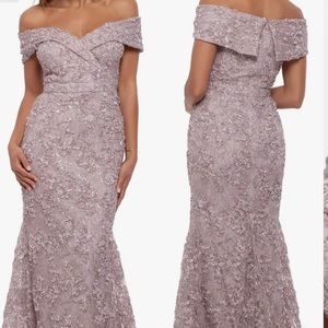 Embroidered Off-the-Shoulder Lace Mermaid Gown